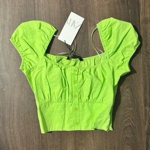Zara neon green crop top NEW